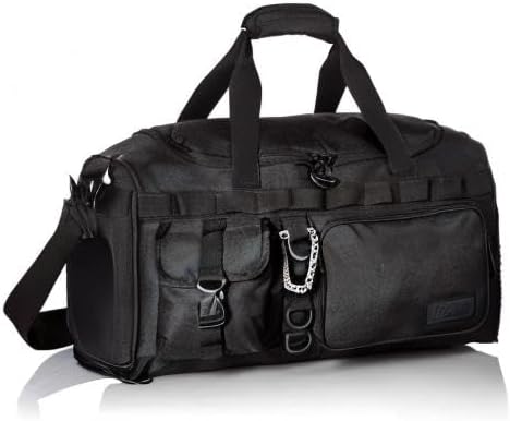 Fitdom 20" 32L Tactical Black Gym Duffle Bag with Shoe Compartment. Best Workout Bag For Men & Women. Black Gym Bag is Great For Basketball, Soccer & Other Sports As Well As Weekender & Overnight Bag