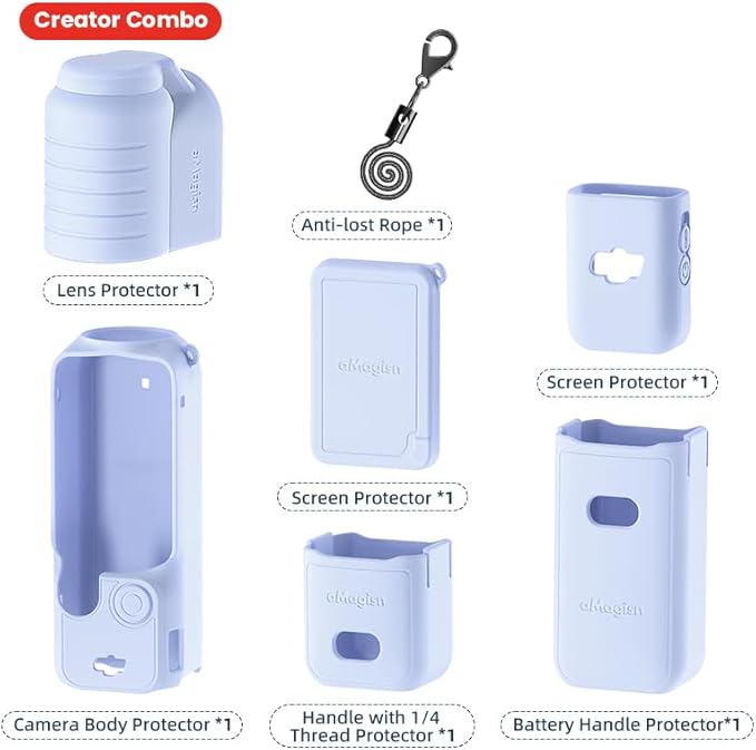 Screen Lens Protector Silicone Protective Case Cover for DJI Osmo Pocket 3 Accessories (Blue)