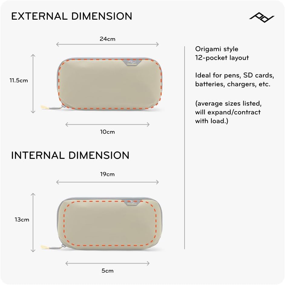 Peak Design Small Tech Pouch, Eclipse, Electronics Organizer for Travel or Everyday Carry, Origami-Style Storage, Cable Pass-Through, Weatherproof Recycled Nylon, Gear Carry Bag for Men and Women