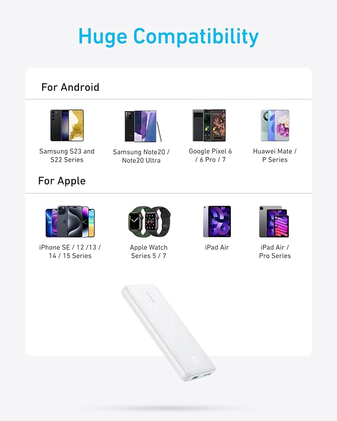 Anker Power Bank(PowerCore 10K), Compact Travel-Ready 10,000mAh Battery Pack with PowerIQ Charging Technology, 5V/3A High-Speed Charging for iPhone, iPad,and More(USB-C Input and Output(Black), 1pack)