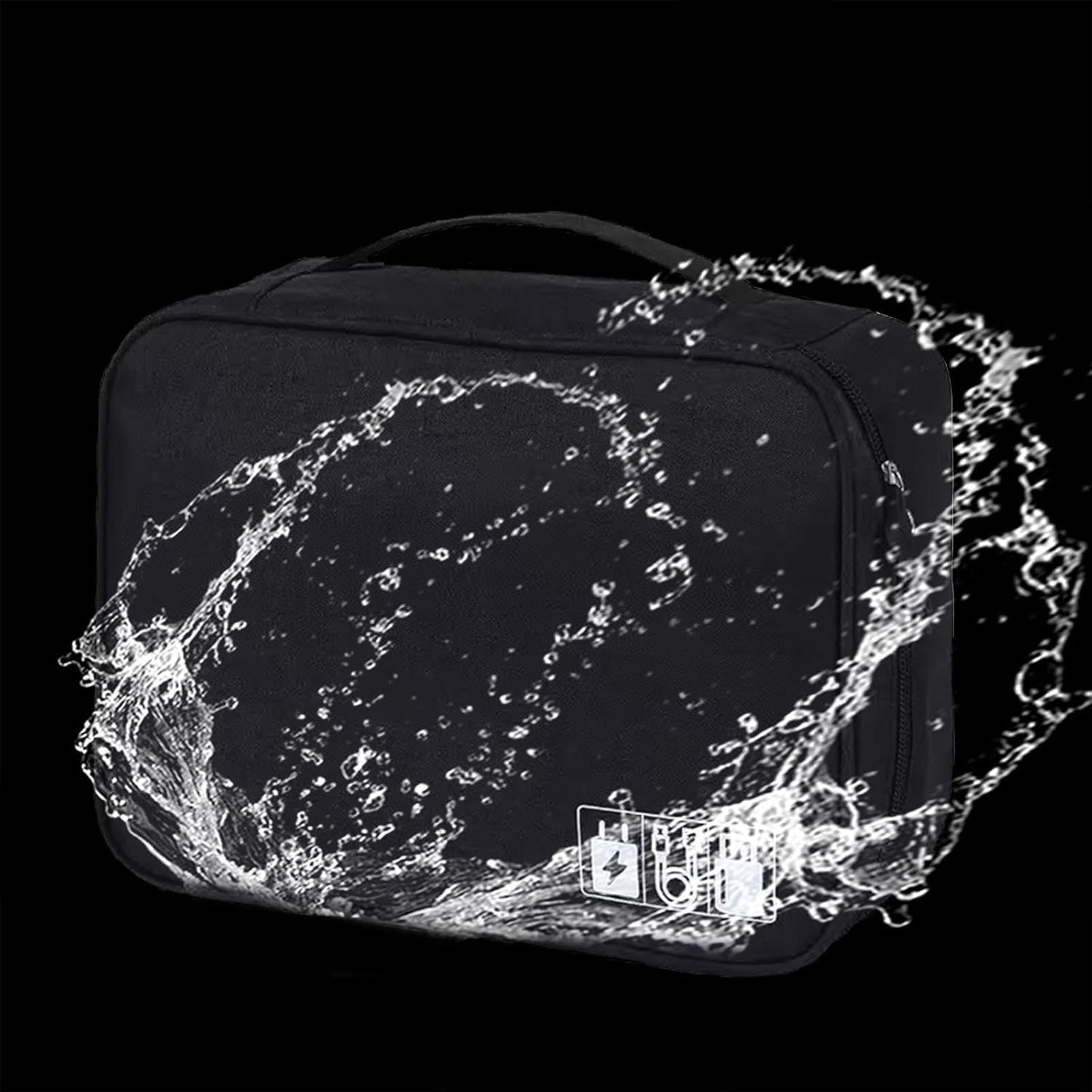 Cable Organizer bag for women or men,Electronic Accessories Carry Case Portable Waterproof Double Layers All-in-One Storage Bag for Cord, Charger, Phone, Earphone (Black)