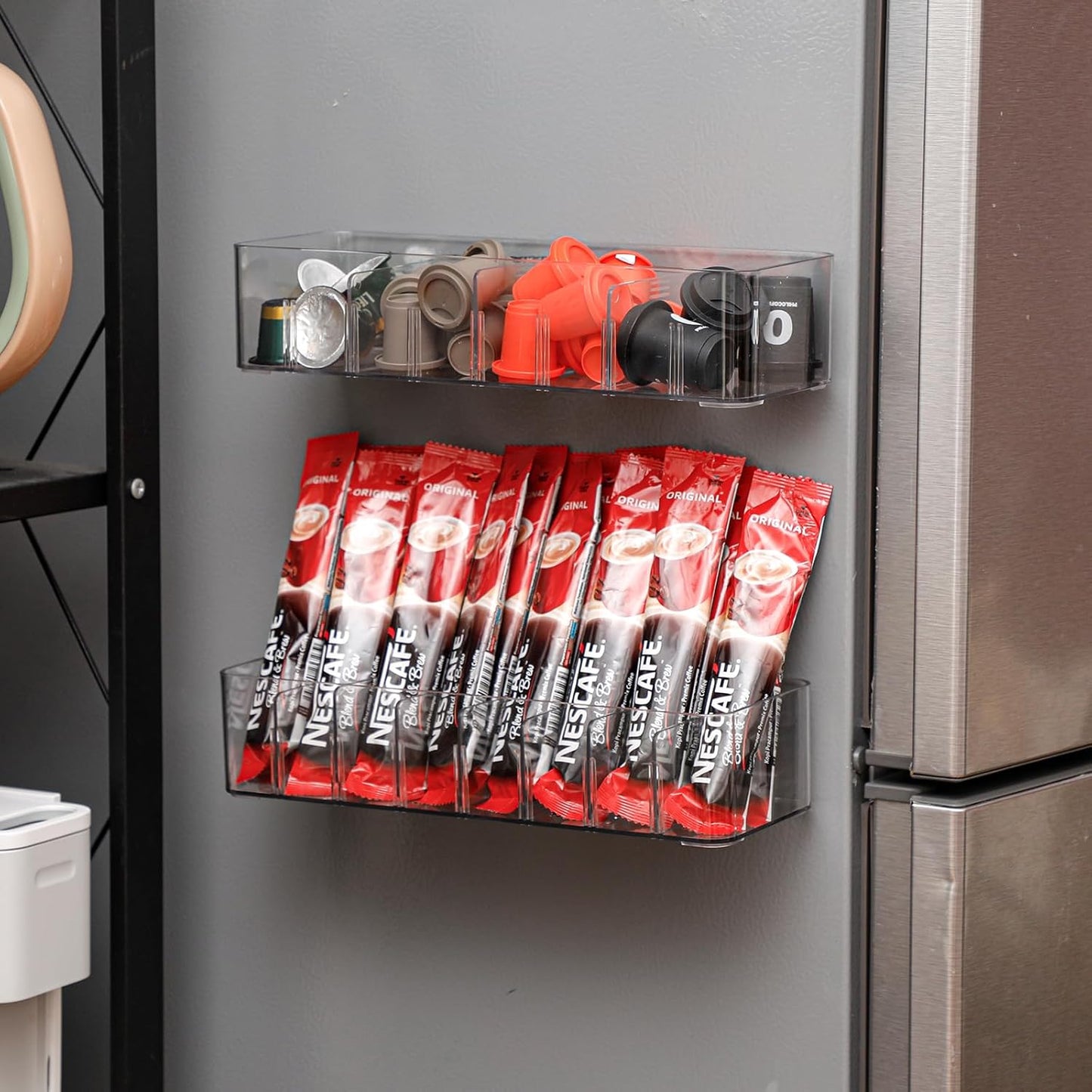 Yesesion 4 Pack Cord Organizer Box with 40pcs Wire Ties, Plastic Charger Storage Case with Adjustable Dividers for Desk Drawer, Home Office Supplies, Stationery, Data Cable, USB, Battery Holder