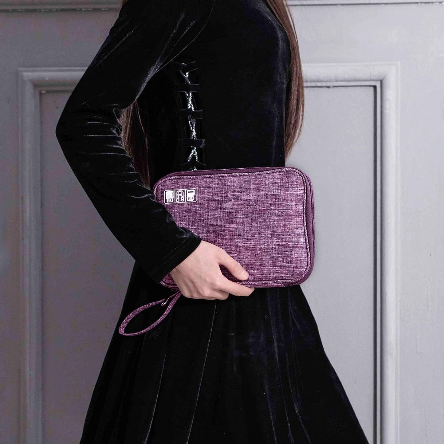 SELLYFELLY Travel Electronics Organizer Portable Cable Organizer Bag for Storage Electronic Accessories Case for Cord,Phone,Charger,Flash Drive (Purple)