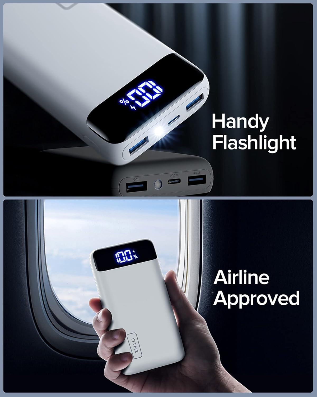 INIU Portable Charger, 22.5W PD3.0 QC4.0 Fast Charging LED Display 20000mAh Power Bank, Tri-Outputs Battery Pack Compatible with iPhone 16 15 14 13 12 Pro Samsung S22 Google iPad Tablet etc