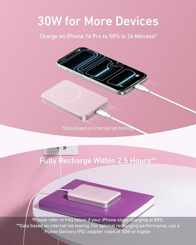 Anker MagGo Power Bank, Ultra-Slim 10,000mAh Magnetic Battery Pack, Qi2 Certified 15W Ultra-Fast MagSafe Compatible Portable Charger, Ergonomic Design, for iPhone17/16/15/14 Series Only(Not for Pixel)