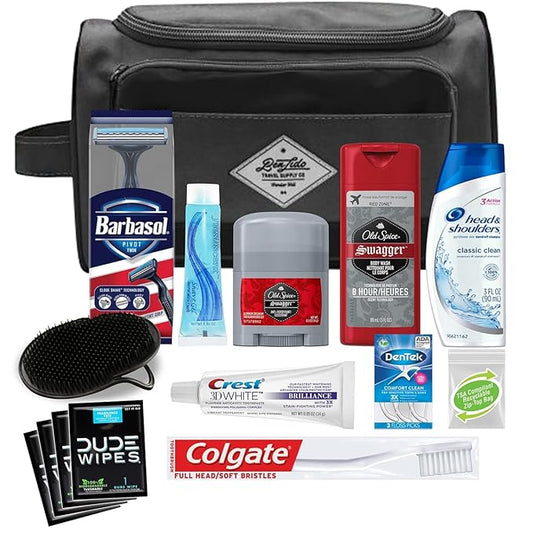 Men's Premium 15-Piece TSA Travel Grooming Kit in Black Dopp Bag