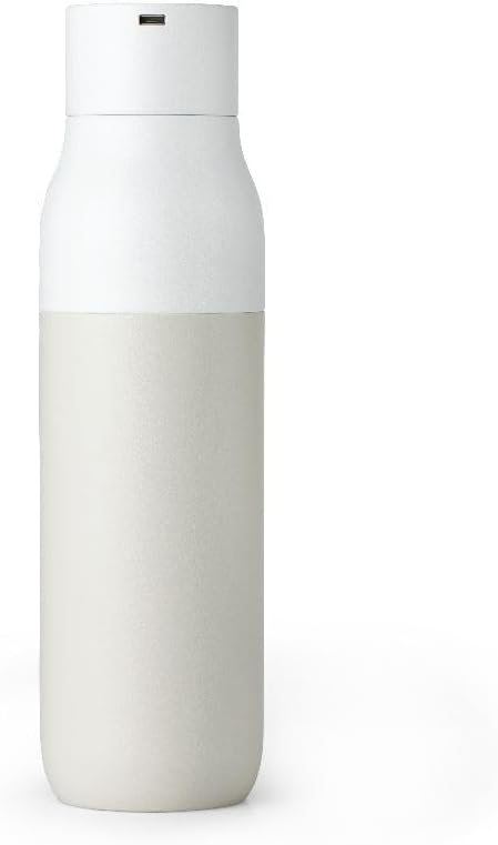 LARQ Bottle PureVis 25 oz - Self-Cleaning and Insulated Stainless Steel Water Bottle with UV Water Purifier and Award-winning Design | Reusable & Travel Friendly, Granite White