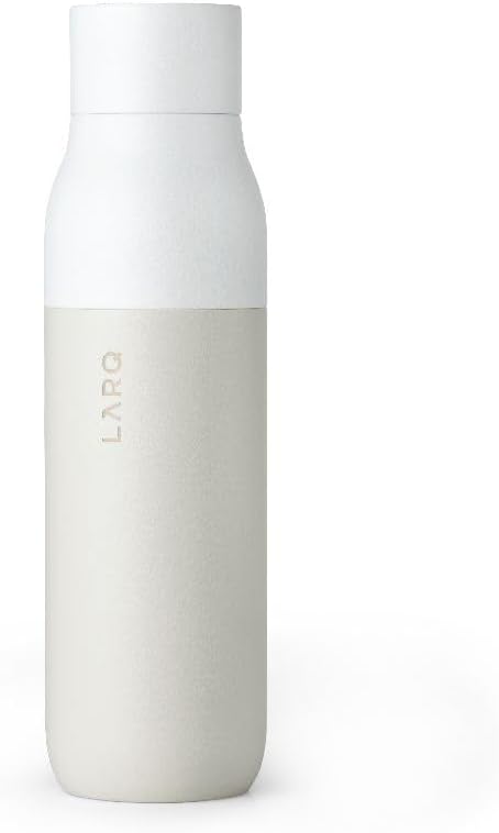 LARQ Bottle PureVis 25 oz - Self-Cleaning and Insulated Stainless Steel Water Bottle with UV Water Purifier and Award-winning Design | Reusable & Travel Friendly, Granite White