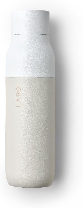 LARQ Bottle PureVis 25 oz - Self-Cleaning and Insulated Stainless Steel Water Bottle with UV Water Purifier and Award-winning Design | Reusable & Travel Friendly, Granite White