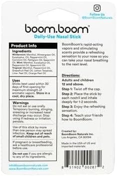 BoomBoom Nasal Stick | Vapor Flow Technology | Cool Refreshing Sensation | Natural Mood Boost | Simple Ingredients | Essential Oils + Menthol Inhaler (Mint, Wintermint, Tropical)