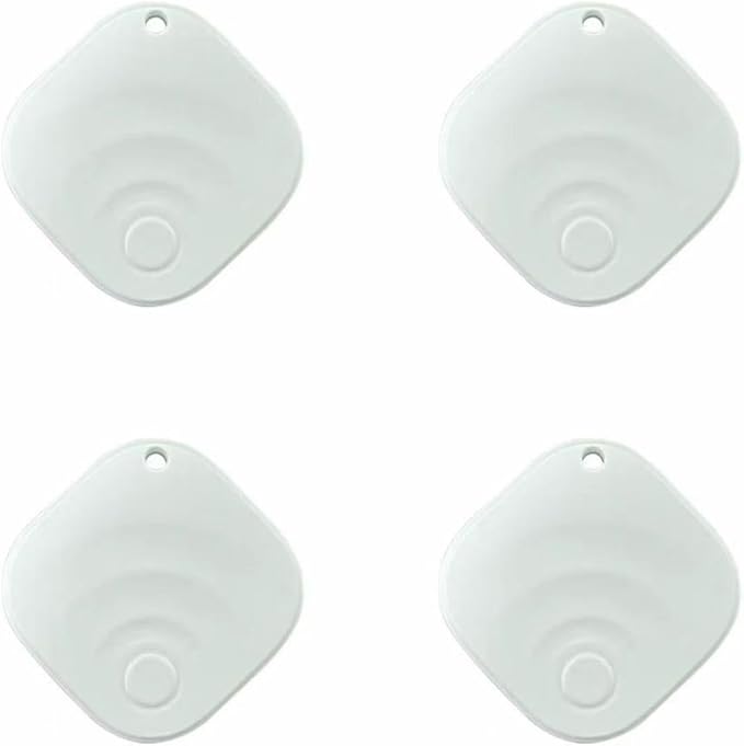 [2025 New, Designed in California], Tagigo Tracker, Compatible with Find Hub, Replaceable Battery, Ideal for Keys, Bags, Luggage, etc (Android Only - 4-Pack White)