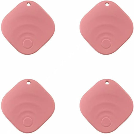 [2025 New, Designed in California], Tagigo Tracker, Compatible with Find Hub, Replaceable Battery, Ideal for Keys, Bags, Luggage, etc (Android Only - 4-Pack Pink)