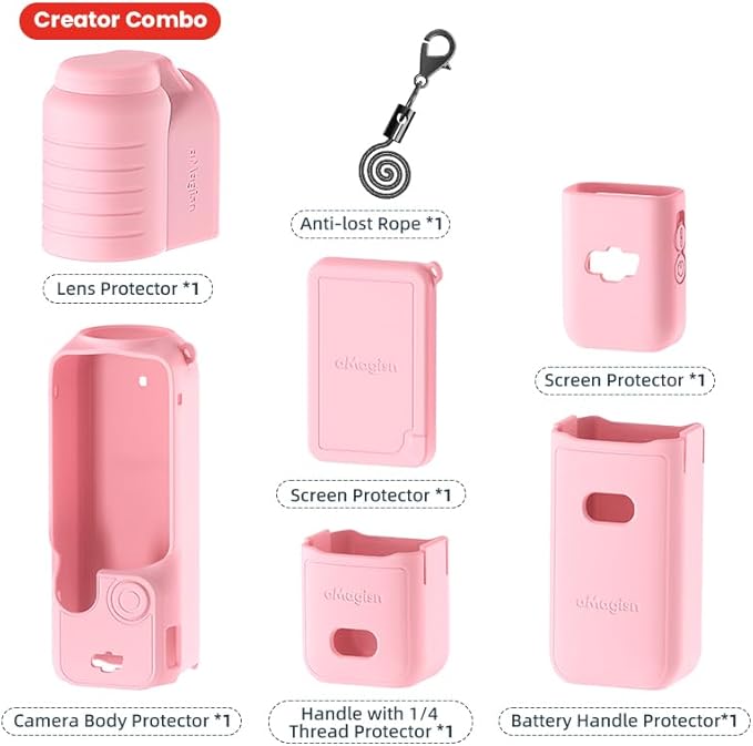 Screen Lens Protector Silicone Protective Case Cover for DJI Osmo Pocket 3 Accessories (Pink)