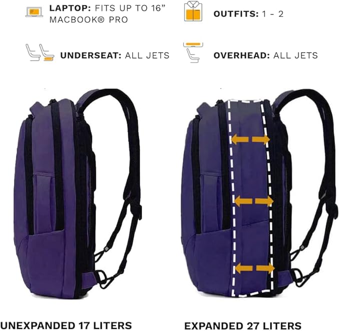 Knack Small Series 2 Laptop Backpack Fits up to 16 Inch Laptops - Knack Bags Carry-On Backpack, TSA Approved, Expandable Travel Backpacks With 2 Day Outfit Capacity, Berry Blue