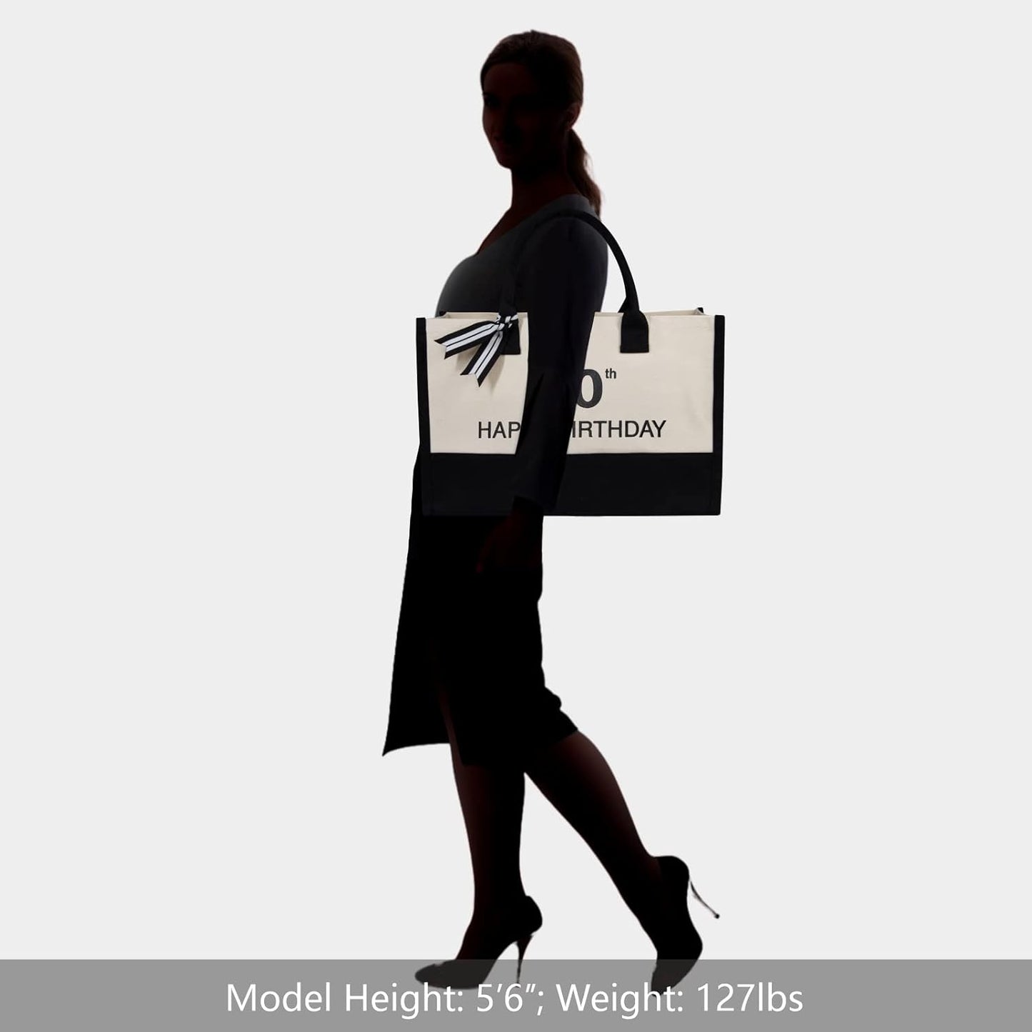 TOPDesign Embroidery Canvas Tote Bag for Women, 50th Birthday Gifts for Her, Wife, Mom, Sister, Daughter, Aunt, Best Friend, Coworker, Turning 50 Years Old Present, Personalized Bag for Beach, Holiday