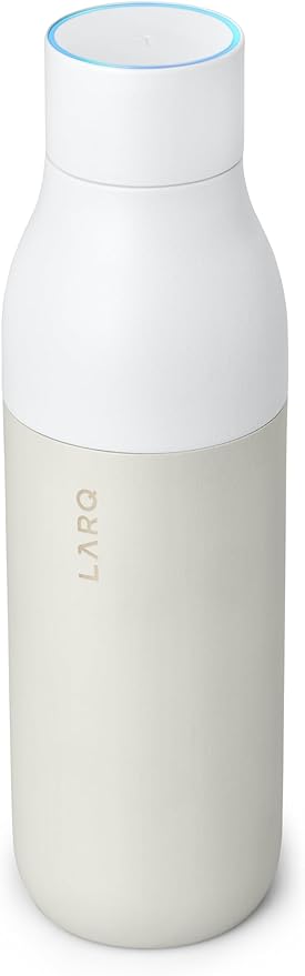 LARQ Bottle PureVis 25 oz - Self-Cleaning and Insulated Stainless Steel Water Bottle with UV Water Purifier and Award-winning Design | Reusable & Travel Friendly, Granite White