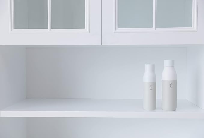 LARQ Bottle PureVis 25 oz - Self-Cleaning and Insulated Stainless Steel Water Bottle with UV Water Purifier and Award-winning Design | Reusable & Travel Friendly, Granite White