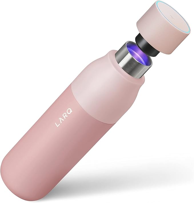 LARQ Bottle PureVis 17 oz - Self-Cleaning and Insulated Stainless Steel Water Bottle with UV Water Purifier and Award-winning Design | Reusable & Travel Friendly, Himalayan Pink