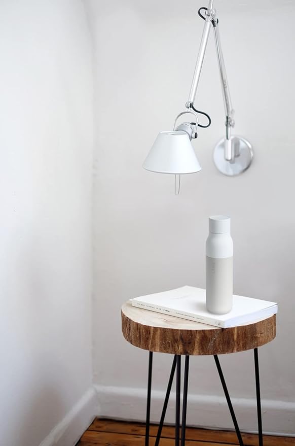 LARQ Bottle PureVis 25 oz - Self-Cleaning and Insulated Stainless Steel Water Bottle with UV Water Purifier and Award-winning Design | Reusable & Travel Friendly, Granite White