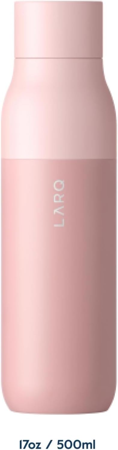 LARQ Bottle PureVis 17 oz - Self-Cleaning and Insulated Stainless Steel Water Bottle with UV Water Purifier and Award-winning Design | Reusable & Travel Friendly, Himalayan Pink