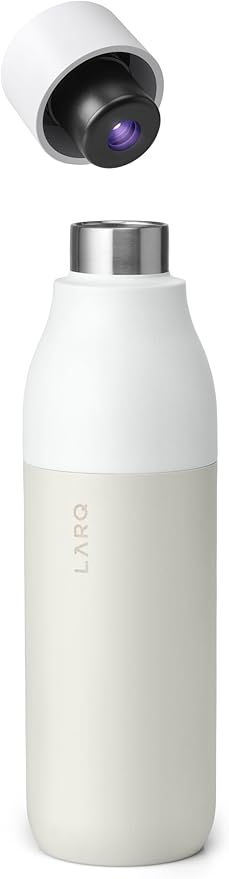 LARQ Bottle PureVis 25 oz - Self-Cleaning and Insulated Stainless Steel Water Bottle with UV Water Purifier and Award-winning Design | Reusable & Travel Friendly, Granite White