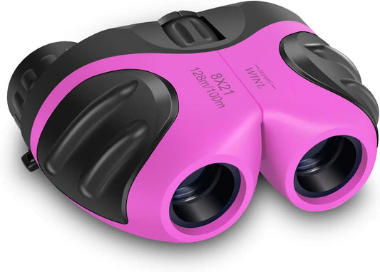 VNVDFLM Binoculars Toys for Children,Birthday Gifts for 4-9 Years Old Boys for Outdoor Play,5-12 Years Old Girls Presents,Best Gift for Kids Hunting,Learning (Pink)