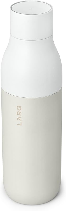 LARQ Bottle PureVis 25 oz - Self-Cleaning and Insulated Stainless Steel Water Bottle with UV Water Purifier and Award-winning Design | Reusable & Travel Friendly, Granite White