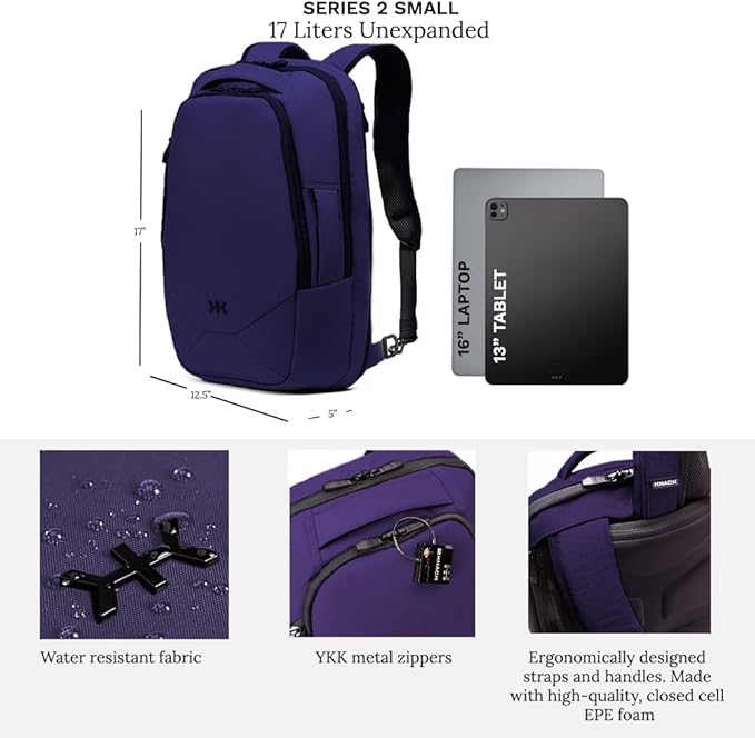 Knack Small Series 2 Laptop Backpack Fits up to 16 Inch Laptops - Knack Bags Carry-On Backpack, TSA Approved, Expandable Travel Backpacks With 2 Day Outfit Capacity, Berry Blue