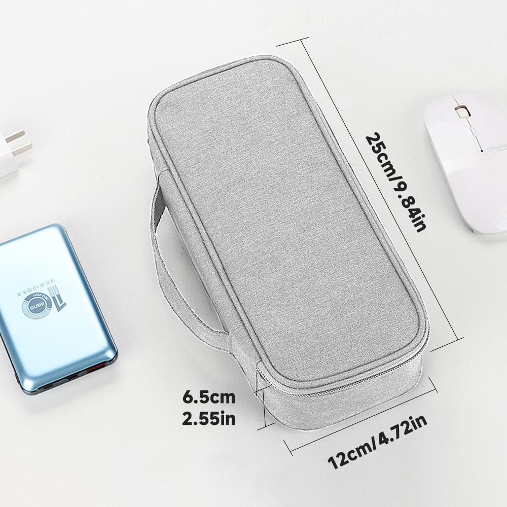 Teskyer Electronics Organizer Travel Case, Waterproof Portable Tech Accessories Pouch with Organized Compartments for Cables, Phone, Chargers, Earphone, Grey