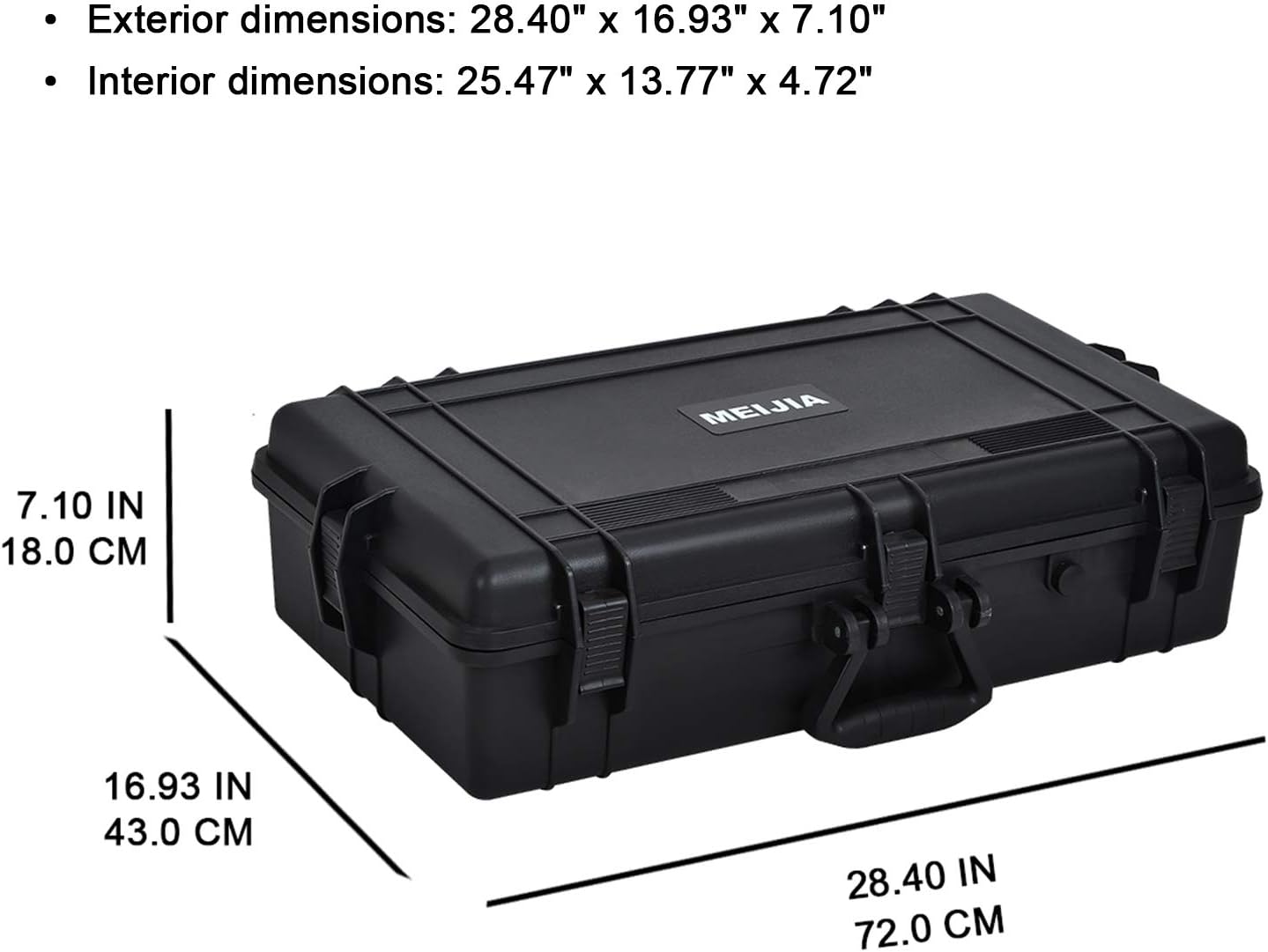 MEIJIA All Weather Waterproof Hard Camera Case,Hard Case with Customizable Fit Foam,Fit Use of Drones,Camera,Equipments,Pistols,Elegant Black (Black, 28.84"x16.92"X7.08")
