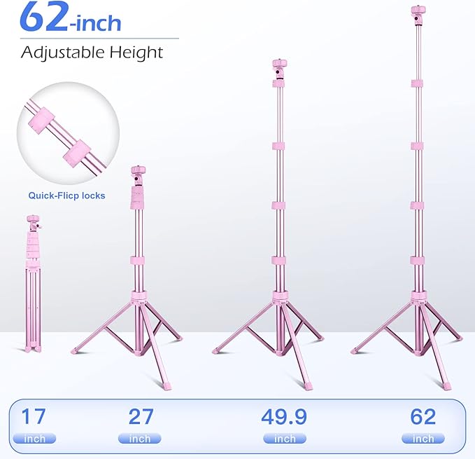 Sensyne 62" Phone Tripod & Selfie Stick, Extendable Cell Phone Tripod Stand with Wireless Remote and Phone Holder, Compatible with iPhone Android Phone, Camera