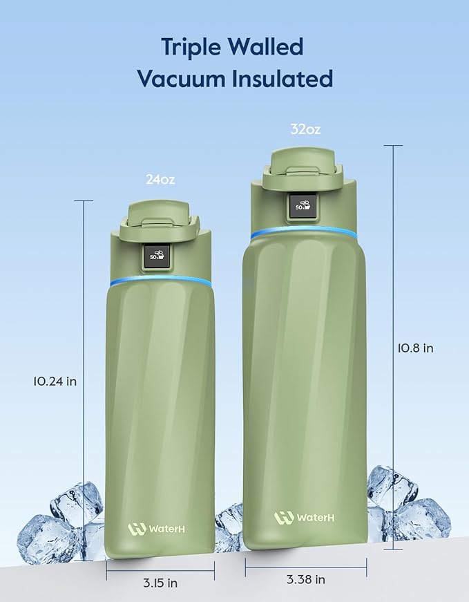 BOOST Smart Water Bottle that Reminds You to Drink, 24oz BPA-Free Stainless Steel Vacuum Insulated Bottle, Wide Mouth Water Tracker Bottle with APP, Ideal Gift for Christmas, New Year