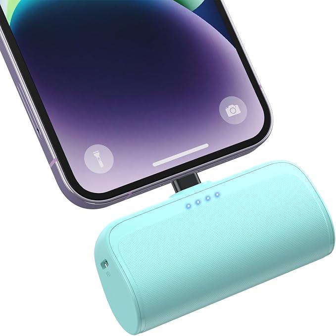 Mini Portable Charger Power Bank for iPhone,5200mAh Portable Phone Charger, Ultra-Compact PD Fast Charging Battery Pack Compatible with iPhone 14/14 Plus/Pro Max/13/12/12 Mini/11/XS/XR/X/8/7/6/6s