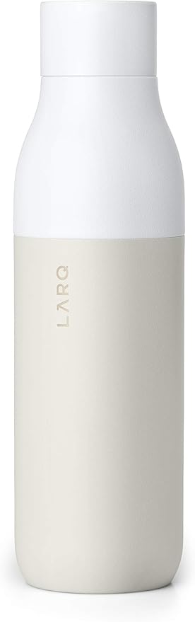 LARQ Bottle PureVis 25 oz - Self-Cleaning and Insulated Stainless Steel Water Bottle with UV Water Purifier and Award-winning Design | Reusable & Travel Friendly, Granite White