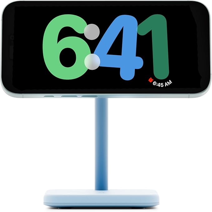 Twelve South HiRise 2 Deluxe 2-in-1 Wireless Charging Station for Apple Devices Qi2 MagSafe Charger, Fast Charger Stand for iPhone 15 14 13 12 Pro & Max Series AirPods Pro/3/2, Glacial Blue