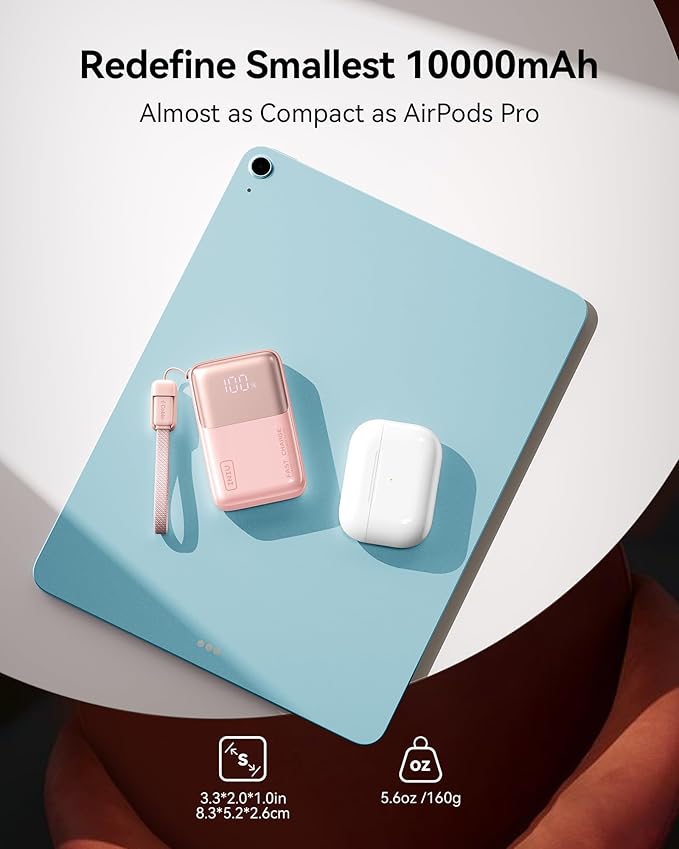 INIU Pocket Size Portable Charger, Ultra Small 10000mAh 45W PD Power Bank, Fast Charging Battery Pack, Travel Essentials Powerbank for iPhone 17 16 Pro Air, Xiaomi 17 Pro Max 16 15 14, Samsung S24 etc