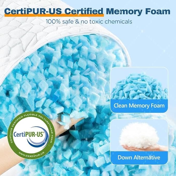 King Size Pillows 2 Pack, Cooling Bed Pillow for Sleeping King Size Set of 2, Shredded Memory Foam Pillows for Neck Pain Relief, Luxury Firm and Soft Adjustable Pillow for Side Back Stomach Sleepers