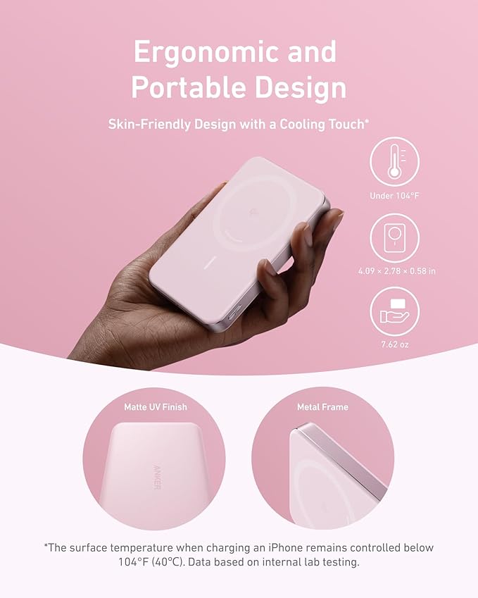 Anker MagGo Power Bank, Ultra-Slim 10,000mAh Magnetic Battery Pack, Qi2 Certified 15W Ultra-Fast MagSafe Compatible Portable Charger, Ergonomic Design, for iPhone17/16/15/14 Series Only（Not for Pixel）