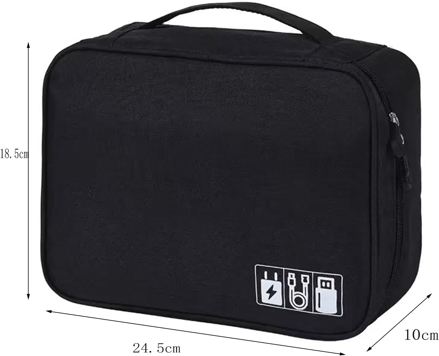 Cable Organizer bag for women or men,Electronic Accessories Carry Case Portable Waterproof Double Layers All-in-One Storage Bag for Cord, Charger, Phone, Earphone (Black)