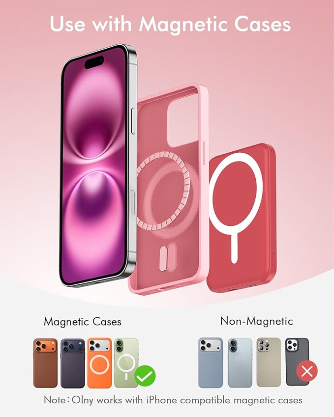 podoru for Magsafe Battery Pack, 5000mAh Magnetic Power Bank with Type-C Cable 20W PD Fast Charging Lighting Input Wireless Portable Charger for iPhone 17/16/15/14/13/12/ All Series-Red