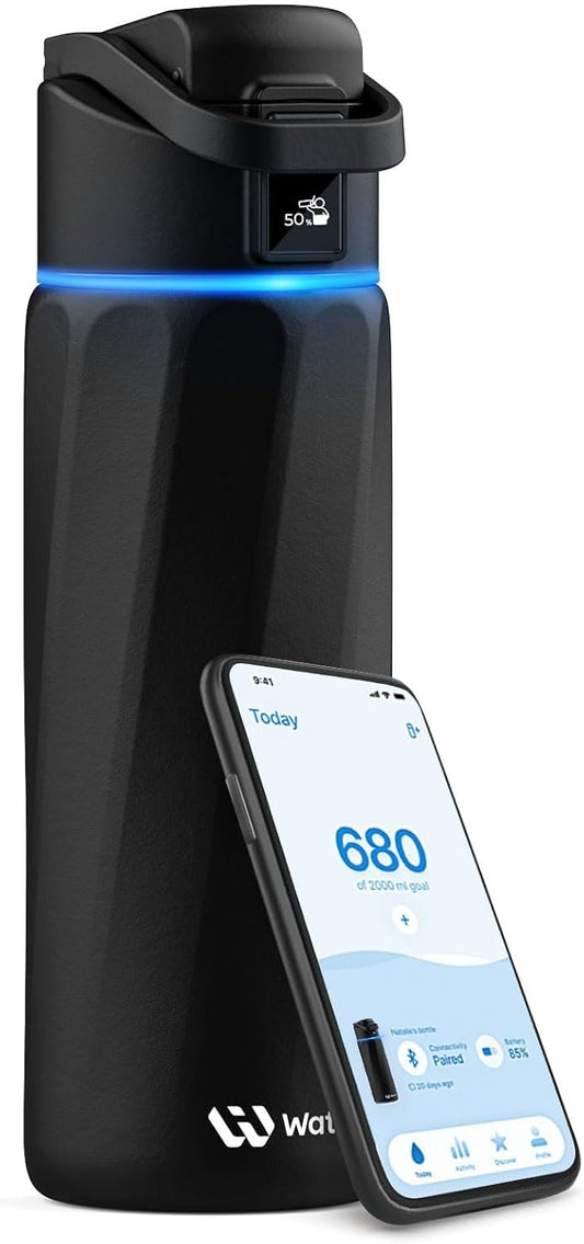 BOOST Smart Water Bottle that Reminds You to Drink, 24oz BPA-Free Stainless Steel Vacuum Insulated Bottle, Wide Mouth Water Tracker Bottle with APP, Ideal Gift for Christmas, New Year