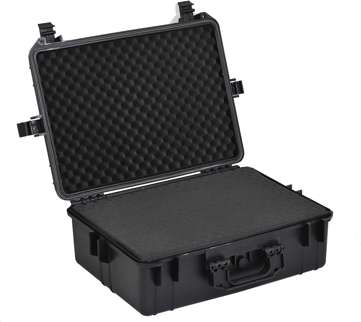 MEIJIA Portable Waterproof Protective Hard Case, Camera Case with Customizable Fit Foam Inserted,Fit Use of Drones,Camera,Equipments, Elegant Black (22.4"X16.73"X8.46")