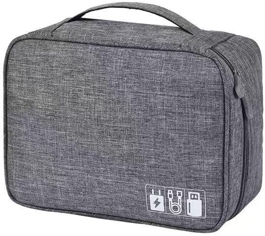 Cable Organizer bag for women or men,Electronic Accessories Carry Case Portable Waterproof Double Layers All-in-One Storage Bag for Cord, Charger, Phone, Earphone (Grey)