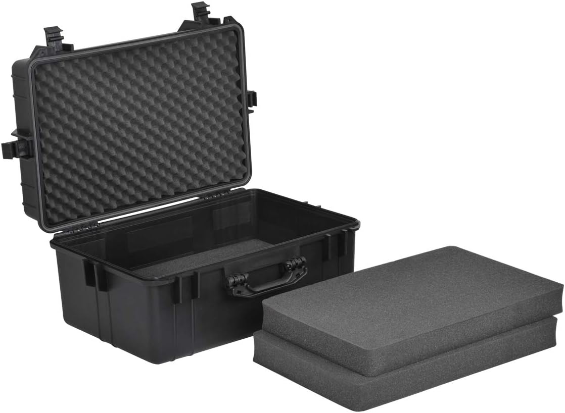 MEIJIA All Weather Waterproof Hard Camera Case,Hard Case with Customizable Fit Foam,Fit Use of Drones,Camera,Equipments,Pistols,Elegant Black (Black, 24.01"x16.92"X12.2")