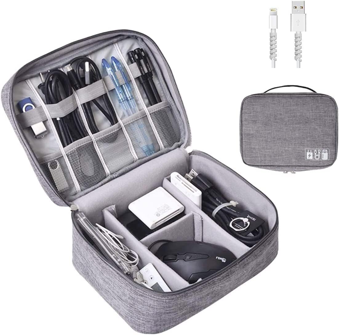 Electronics Organizer, OrgaWise Electronic Accessories Bag Travel Cable Organizer Three-Layer for iPad Mini, Kindle, Hard Drives, Cables, Chargers