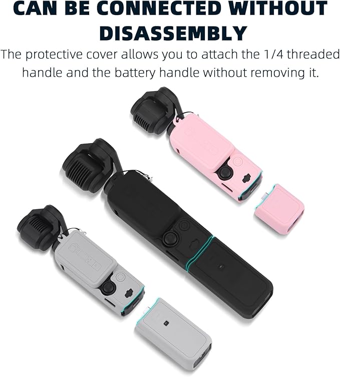 BRDRC Pocket 3 Silicone Cover, Xtra Muse Protective Case Lens Protector Scratch-Resistant Sleeve Skin Compatible with DJI OSMO Pocket 3 / Xtra Muse Accessories(Pink)