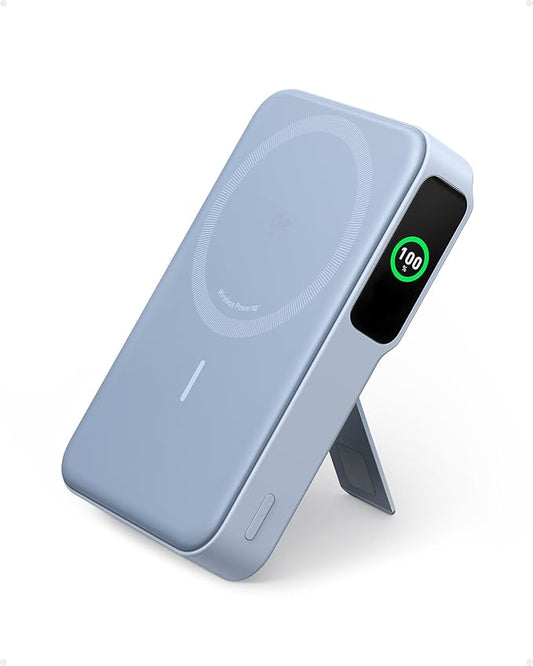 Anker MagGo Power Bank, Qi2 Certified 15W Ultra-Fast MagSafe-Compatible Portable Charger, 10,000mAh Battery Pack with Smart Display and Foldable Stand, For iPhone 15/14/13/12 Only(USB-C Cable Include)