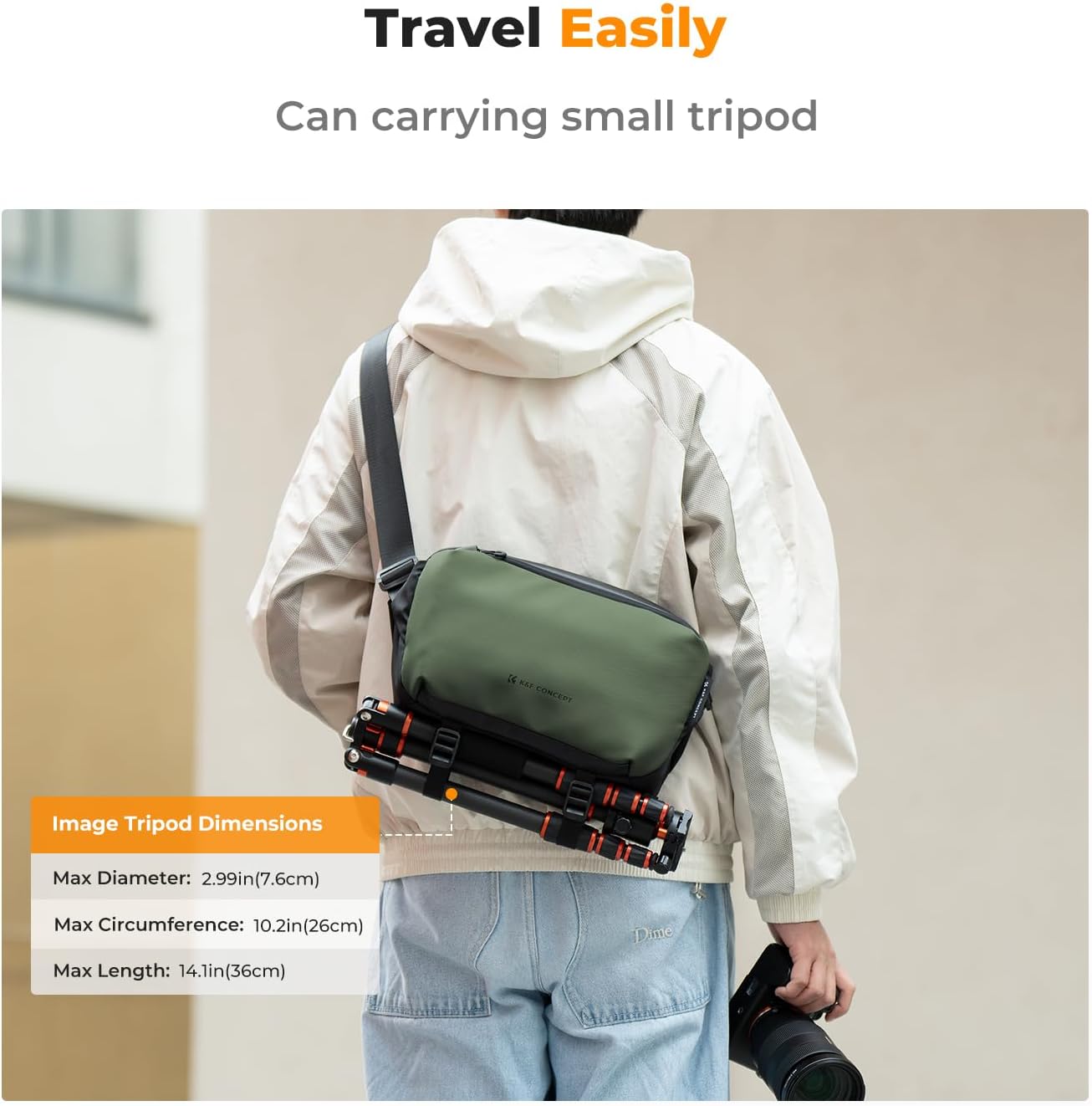 K&F Concept 2 in 1 Sling Bag Everyday Shoulder Bag & Multifunction Photography Crossbody Camera DSLR Backpack Portable Bag