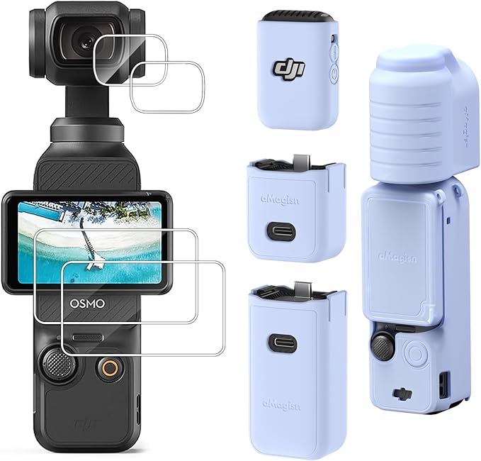 Screen Lens Protector Silicone Protective Case Cover for DJI Osmo Pocket 3 Accessories (Blue)