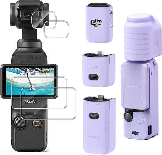 Screen Lens Protector Silicone Protective Case Cover for DJI Osmo Pocket 3 Accessories (Purple)